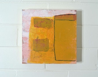 Yellow Abstract Painting 12x12 inches, Acrylic Mixed Media Painting, Wall Home Decor, Modern Art, Abstract Painting Textured Painting