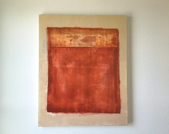 Orange Red Abstract Painting 24" x 30", Acrylic Painting on Canvas, Orange Textured Wall Art, Home Decor, Rothko Style Painting