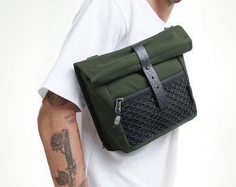 Mochila SEAUSE; Bolso reciclado de red de pesca usada, Riñonera-bandolera convertible, Compartimento para tablet de 11 pulgadas