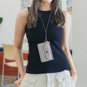 Cartera con cordón y porta credencial - Negro, Cuero PU, Monedero, Tarjetero imagen 2