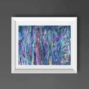 Abstract Acrylic Painting: Blue Purple Contemporary Wall Art