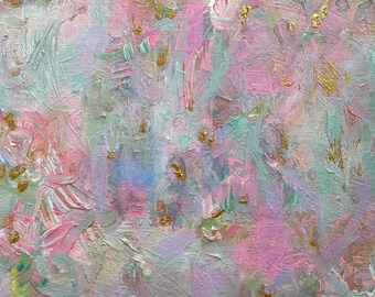 Abstract Painting Canvas Acrylic Pastel Modern Original Art Pink Decor