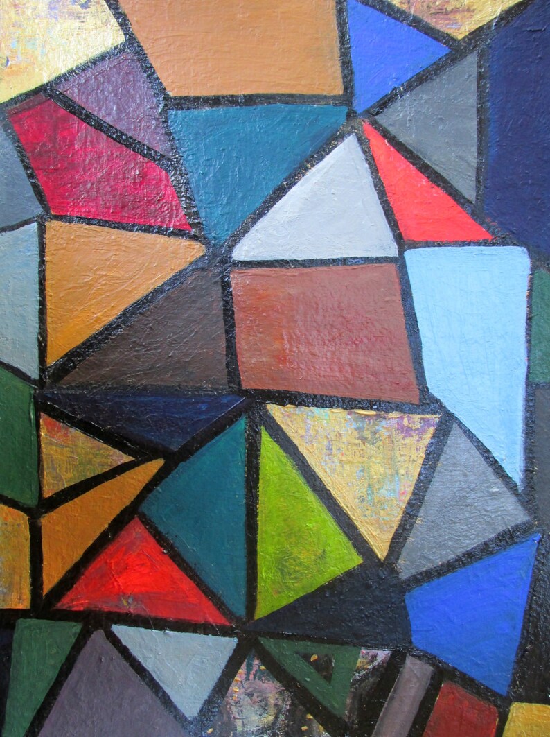 Abstract Original Painting, Colorful Modern Acrylic Art 11 X 14 Contemporary Home Decor, Modern