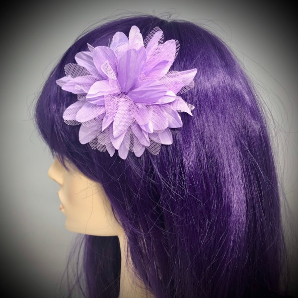 Pastel Purple Flower Hair Clip ~ Fairy ~ Floral ~ Easter ~ Fluffy Fabric ~ Hair Accessory ~ Fantasy ~ Springtime ~ Kawaii ~ Burlesque