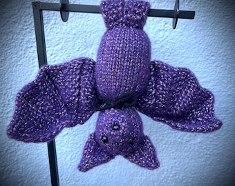 Handgestrickte Lila Glitzer Fledermaus Plüschi