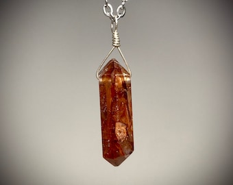 Hematoid Quartz Crystal Necklace: Silverfill Wire Wrapped Stone Jewelry