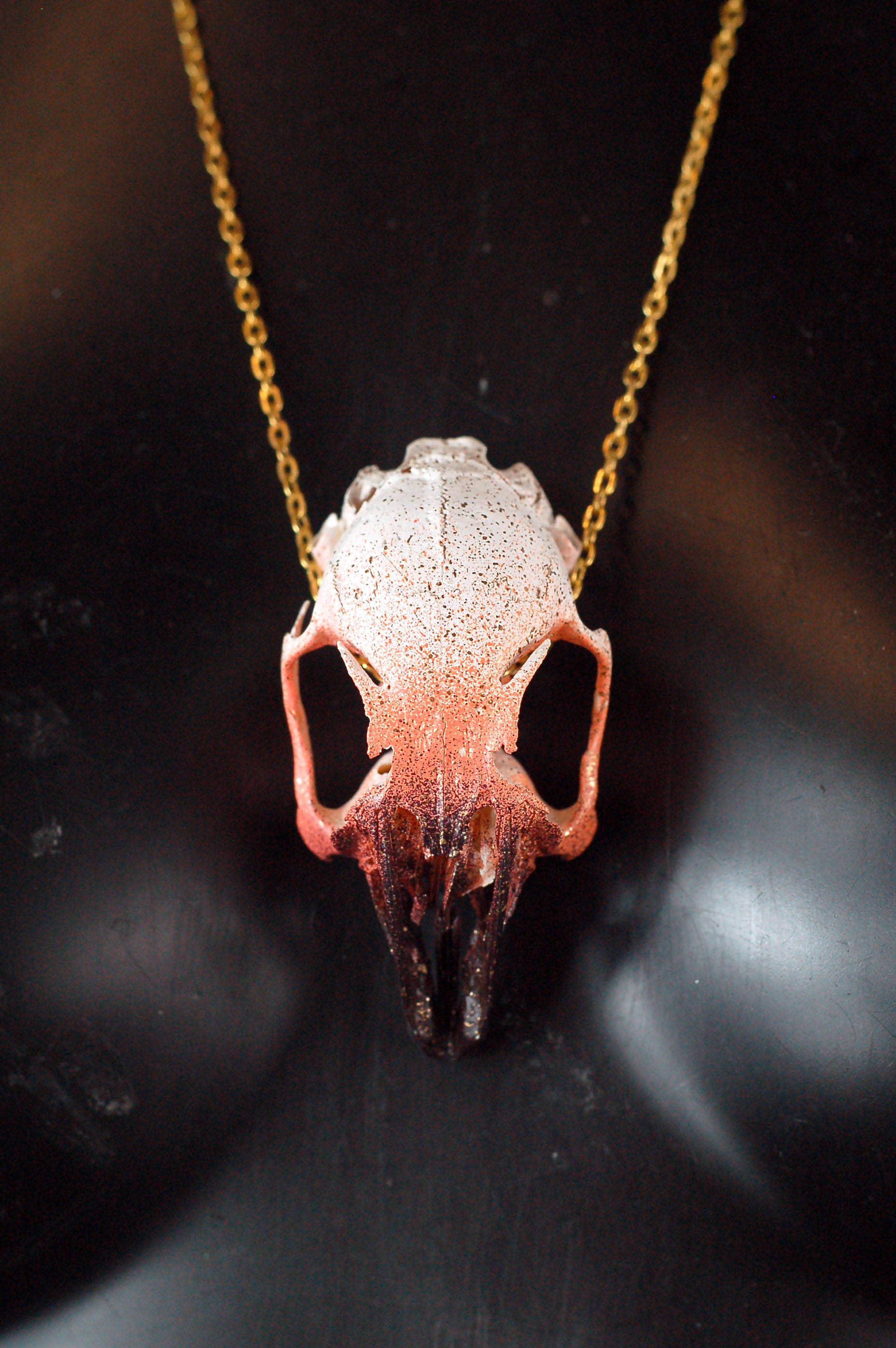 Rabbit Skull Necklace With Gold Chain Etsy