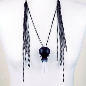 Crow Skull Necklace with Black Curb Chainmaille