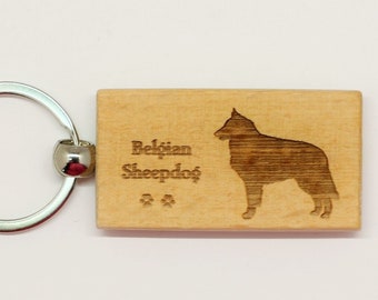 Original Design Belgian Tervuren Wood Keychain - Customizable
