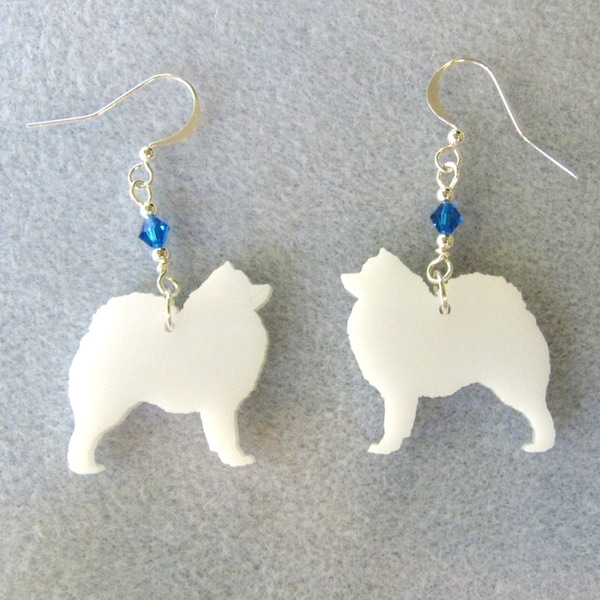 Original Design Samoyed Earrings with Swarovski Crystal