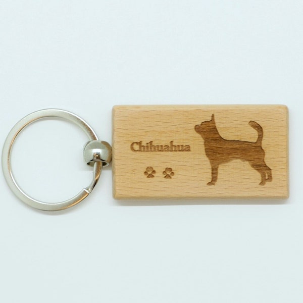 Chihuahua Wood Keychain - Customizable