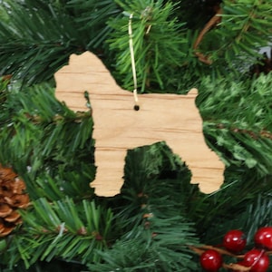 Miniature Schnauzer Ornament Design Two in Wood or Mirror Acrylic Customizable with Name
