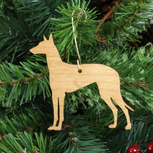 Pharaoh Hound Ornament in Wood or Mirror Acrylic Customizable with Name