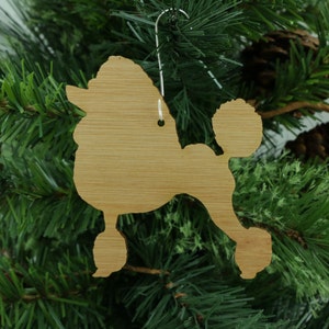 Miniature Poodle Ornament in Wood or Mirror Acrylic Customizable with Name