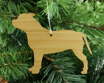 Staffordshire Bull Terrier Ornament in Wood or Mirror Acrylic Customizable with Name