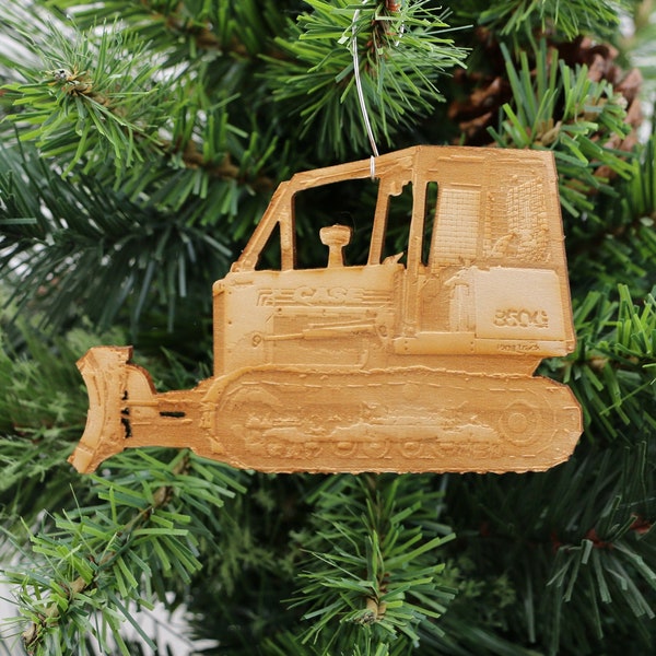 Bulldozer Ornament - Wood Bulldozer Ornament - Customizable with Name