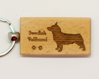 Original Design Swedish Vallhund Wood Keychain - Customizable