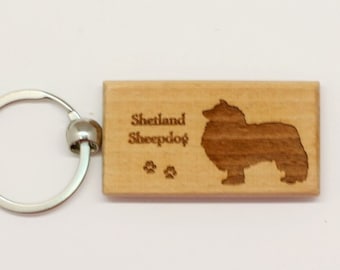 Original Design Shetland Sheepdog "Sheltie" Wood Keychain - Customizable