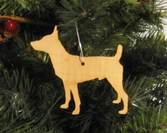 Toy Fox Terrier Ornament in Wood or Mirror Acrylic Customizable with Name