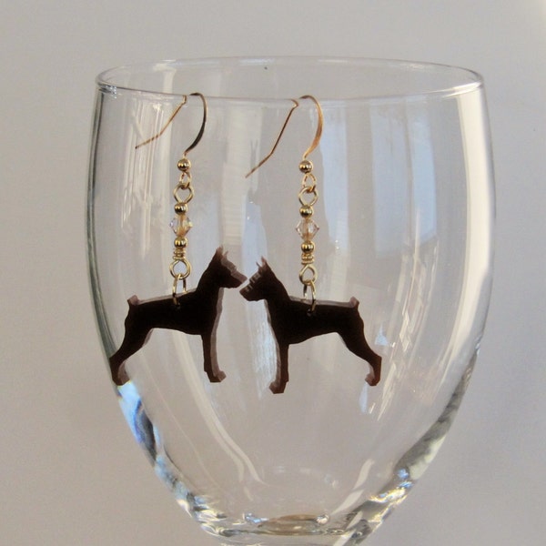 Cute Miniature Pinscher "Min Pin" Earrings with Swarovski Crystal