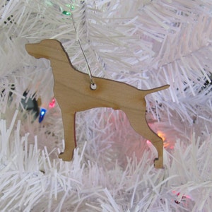 Vizsla Ornament in Wood or Mirror Acrylic Customizable with Name