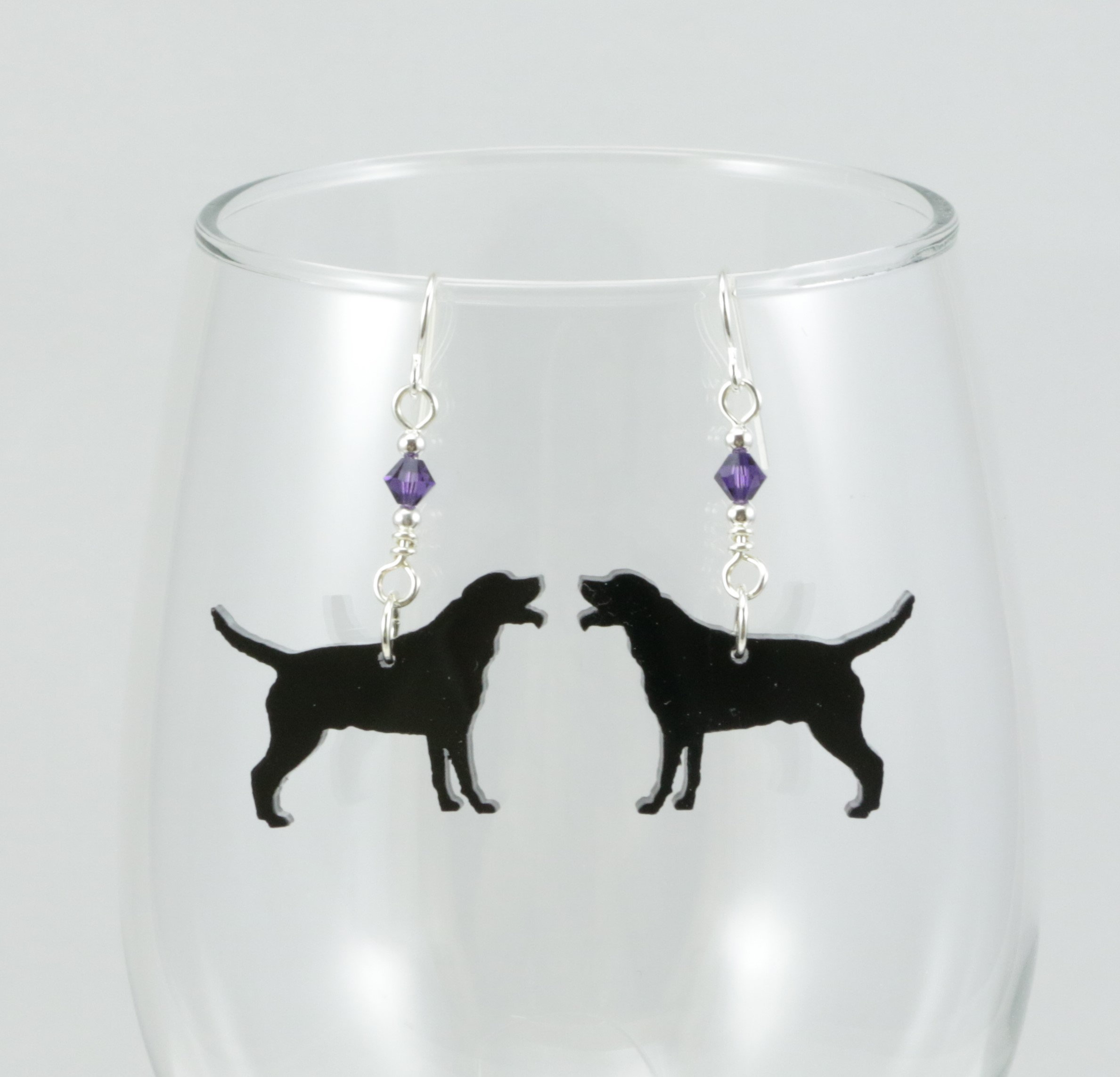 Black Labrador Retriever Laser Cut Earrings With Swarovski Crystals Etsy UK