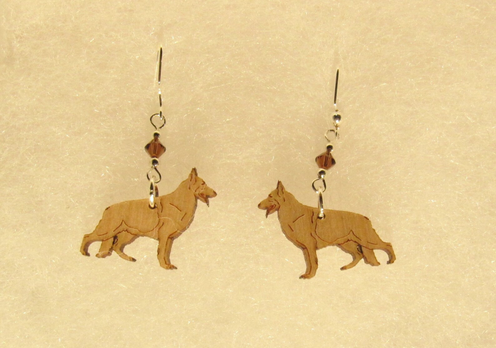 German Shepherd Earrings With Swarovski Crystal Etsy