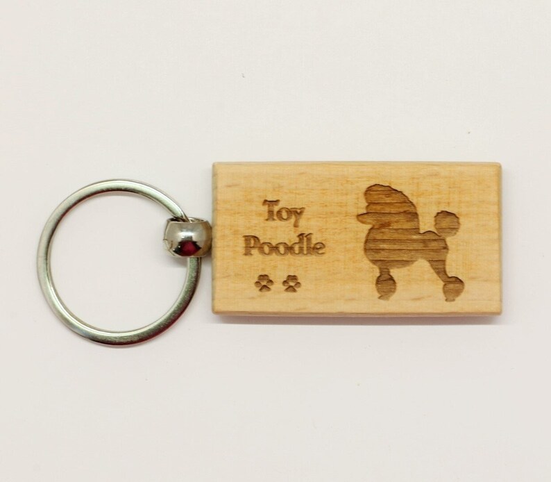 Original Design Toy Poodle Wood Keychain Customizable image 1