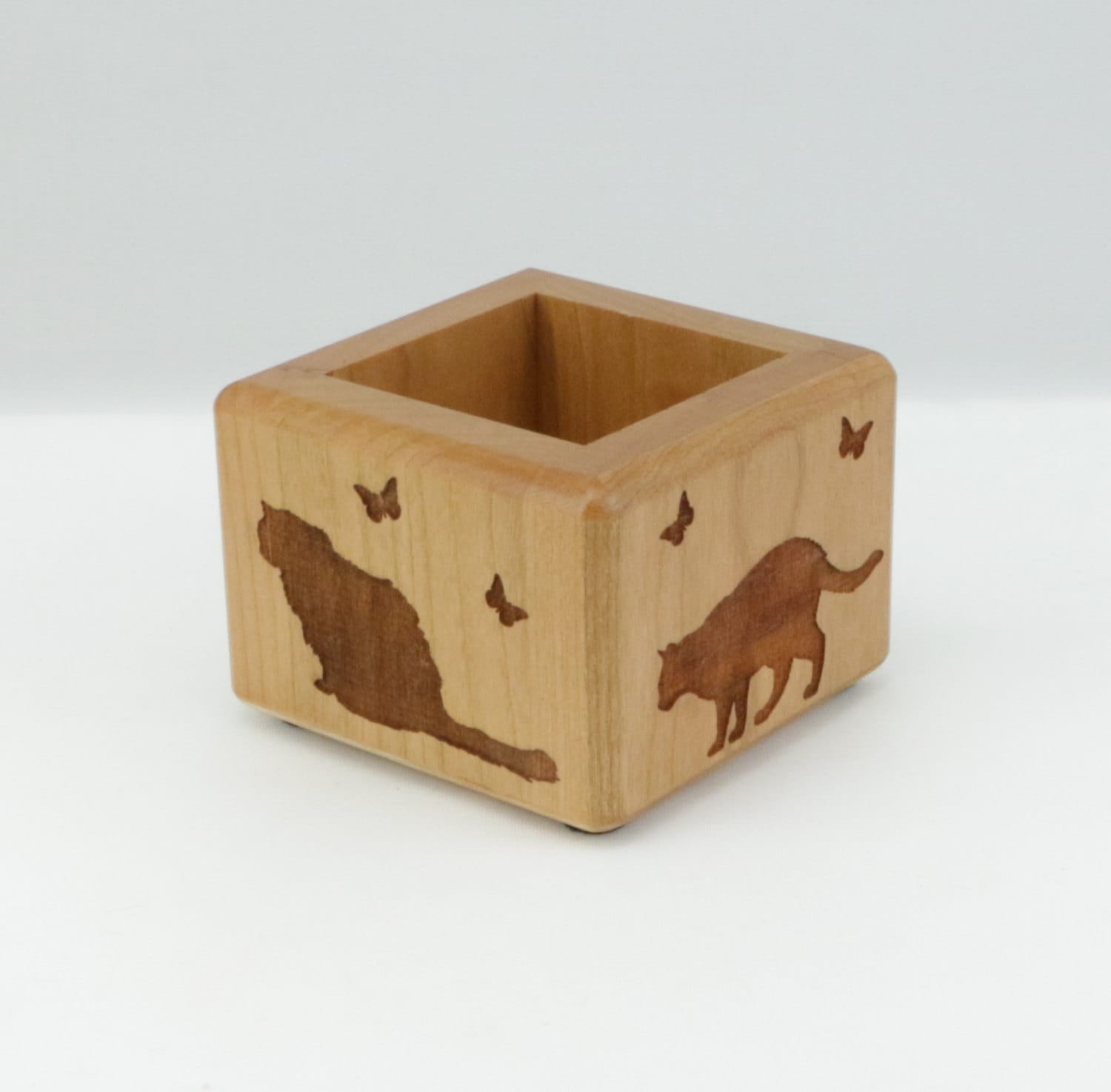 Wood Paper Clip Holder or Paper Clip Box Engraved with Cats Etsy