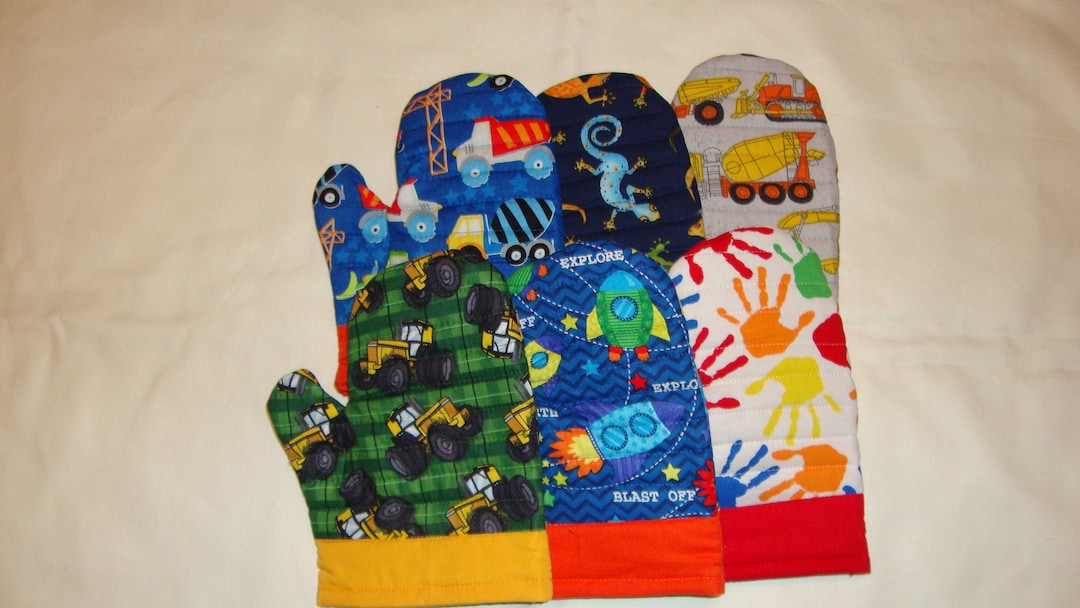 Children's Oven Mitts Set of Two for Boys Etsy