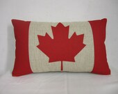ON SALE Linen cotton Vintage retro Canada flag red maple leaf design throw pillow cushion cover/home decor/housewares optional
