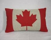 ON SALE Linen cotton Vintage retro Canada flag red maple leaf design throw pillow cushion cover/home decor/housewares optional