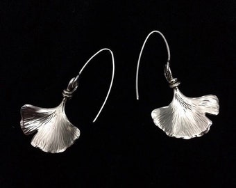 Silver Ginkgo Leaf Earrings