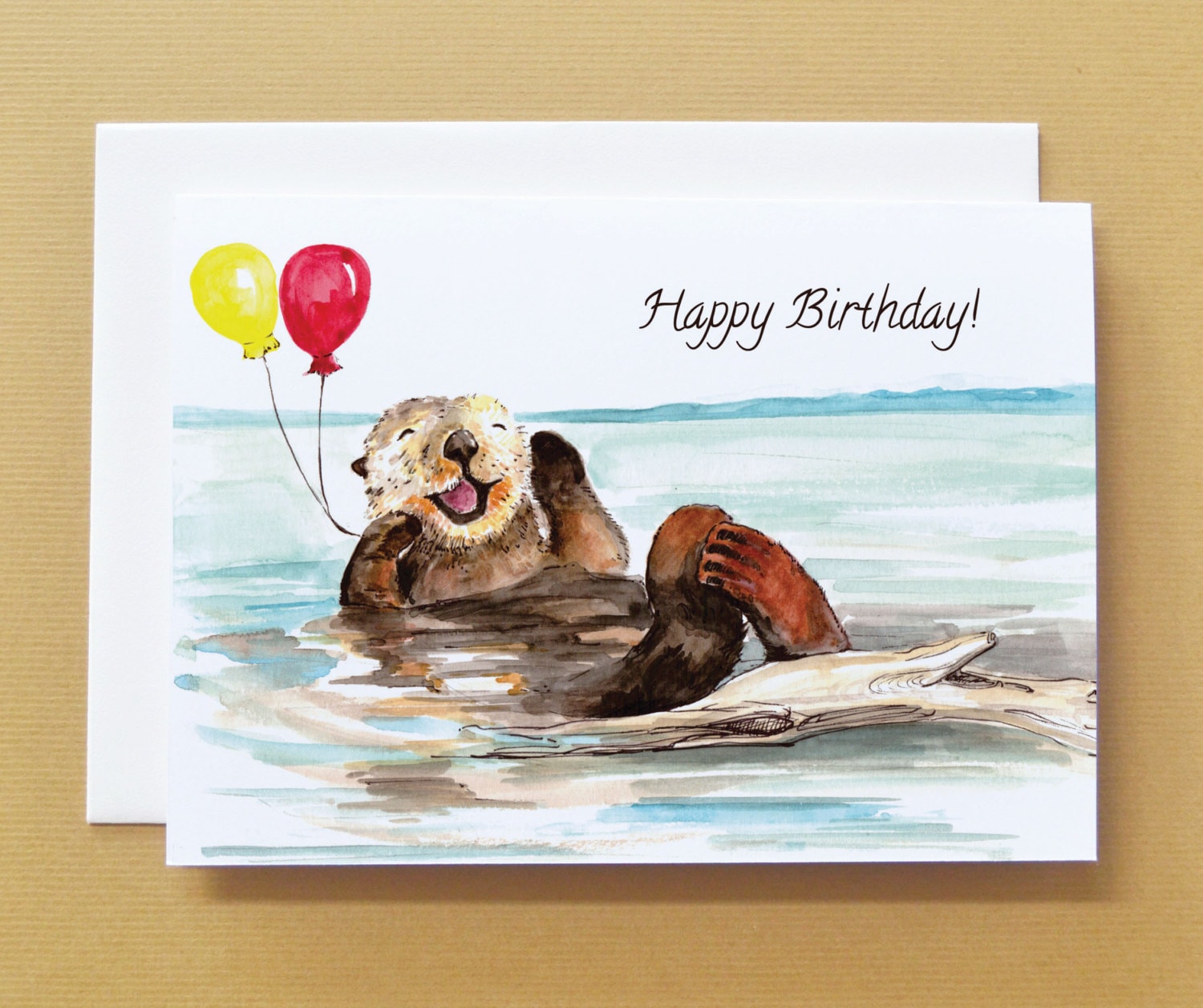 Carte Daquarelle De Loutre De Mer De Joyeux Anniversaire Etsy Carte Daquarelle De Loutre De Mer De Joyeux Anniversaire Etsy