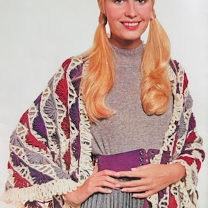 Vintage Crochet Chain Stitch Shawl Pattern~PDF Instant download~#525