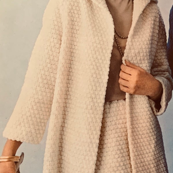 Patrón de traje de paseo de crochet vintage ~ Chaqueta y falda PDF Descarga digital