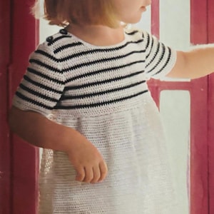 Vintage CROCHET PATTERN Little girls short sleeve dress. Size Girls 2-4-6. PDF digital download