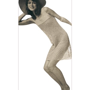 CROCHET PATTERN Vintage Beach Cover-up Dress. Womens Instructions for sizes 8-10 and 12-14. PDF digital download.