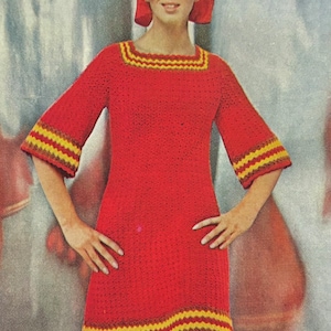 かぎ針編みパターン ヴィンテージ ラズ マタズ ドレス パターン説明書 サイズ S/M/L。1960 年代! PDF デジタル ダウンロード