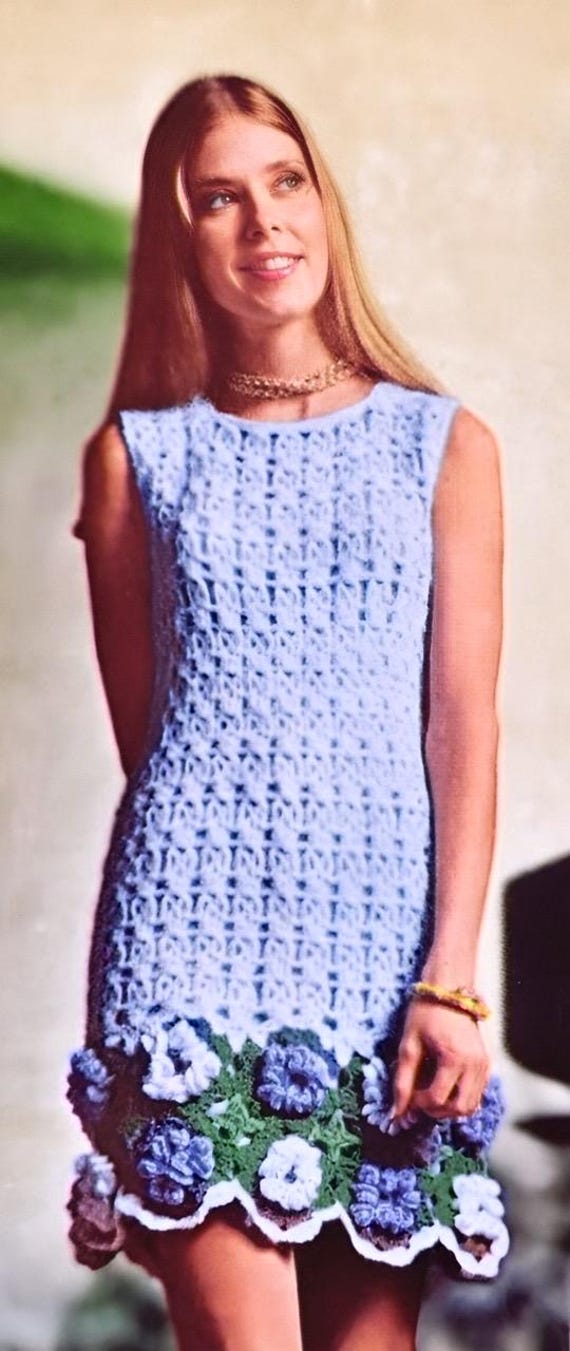 CROCHET PATTERN Vintage Dress With Floral Border~small and Medium~1970s~pdf  Digital Download. - Etsy Canada