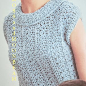 VIRKMÖNSTER Vintage blå damklänning. Storlekar S-M-Lg. PDF digital nedladdning