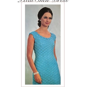 Vintage CROCHET PATTERN Womens Petal-Shell Dress. Sm-Md-Lg. 1968! PDF Digital Download