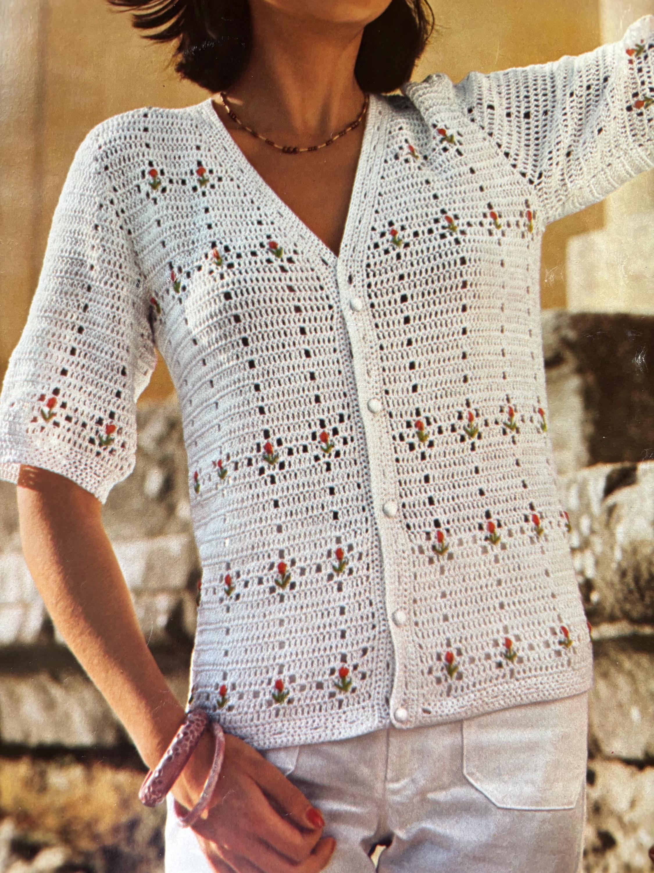 トップス Embroidered Design Summer Knit Cardigan Clementine Flower Embroidered Open Front Cardigan - Pink