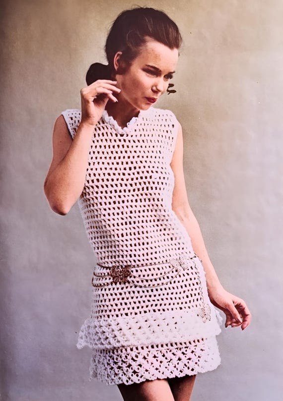 fancy crochet dress CROCHET PATTERN Vintage Womens fancy Thrills Dress 34/36” Bust #413 PDF  Digital Download