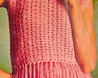 CROCHET PATTERN Vintage Fringed Two-Piece Crochet Dress 1970s PDF Instant Download