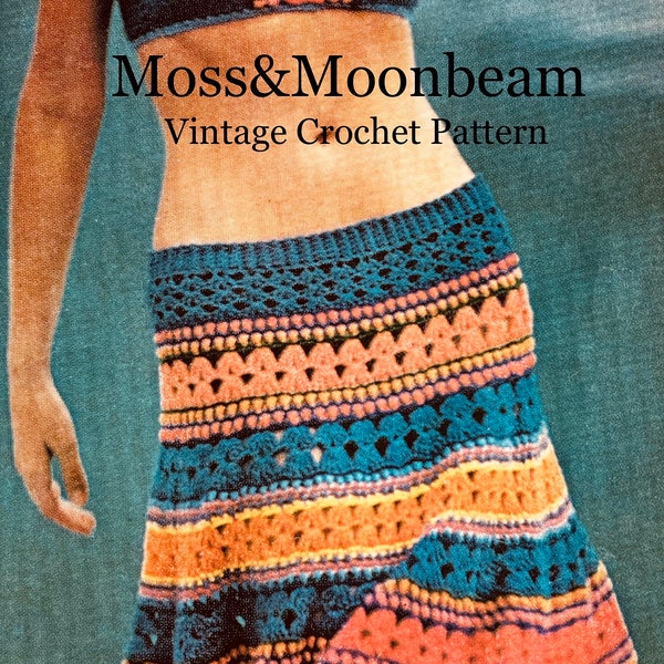 CROCHET PATTERN Vintage Gypsy Skirt and Halter top PDF Instant Download