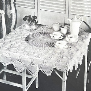 Vintage Pineapple Crochet Tablecloth Pattern: Round  (PDF Digital Download)