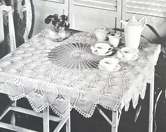 Vintage Pineapple Crochet Tablecloth Pattern: Round  (PDF Digital Download)