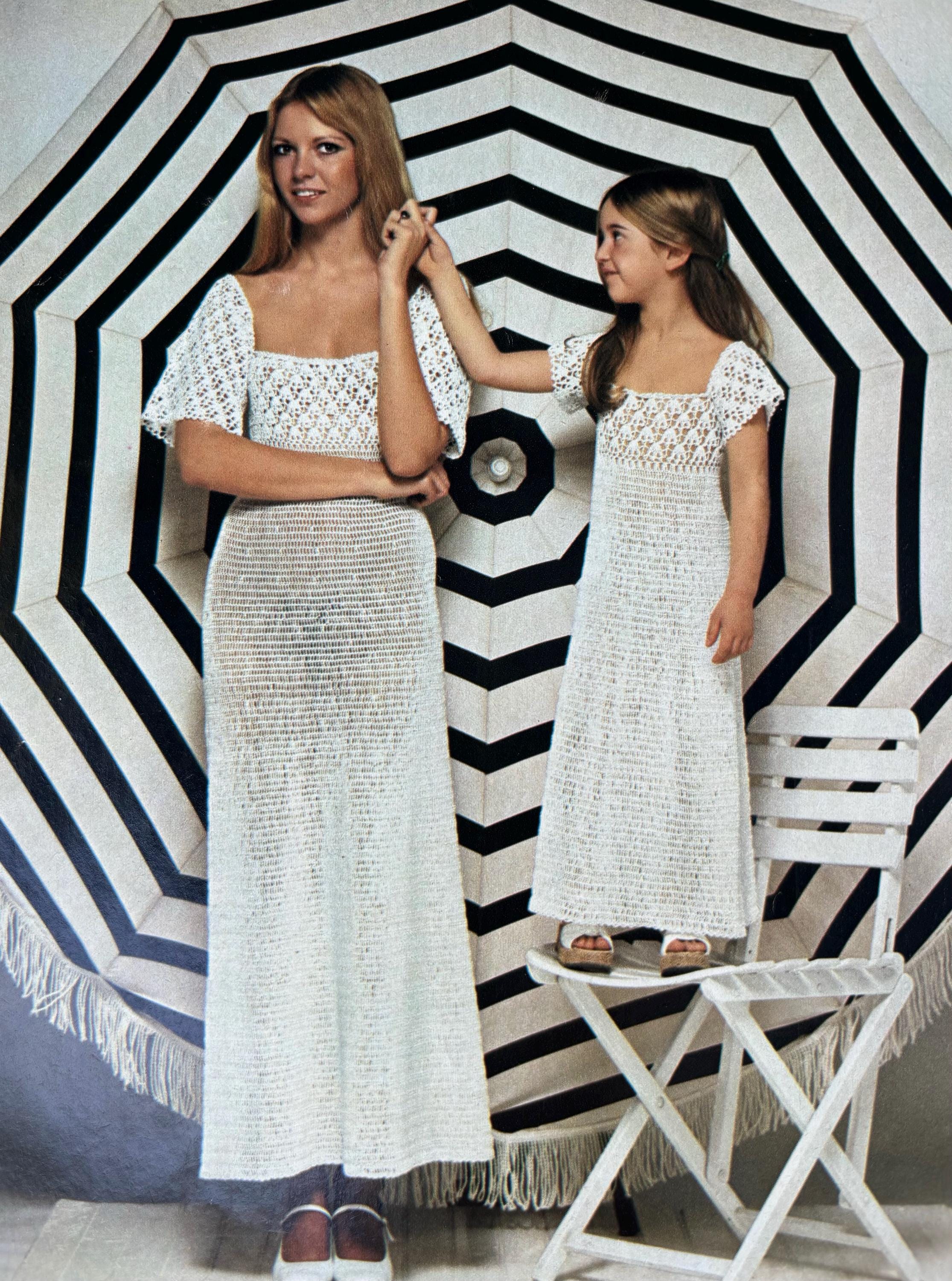 Vintage Mother Daughter Crochet Dress Patterns (misses 10-14), Lacy ...
