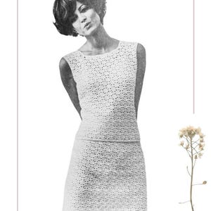 Vintage CROCHET PATTERN Womens 2 Piece Dress Set Skirt and Top #298 PDF digital download
